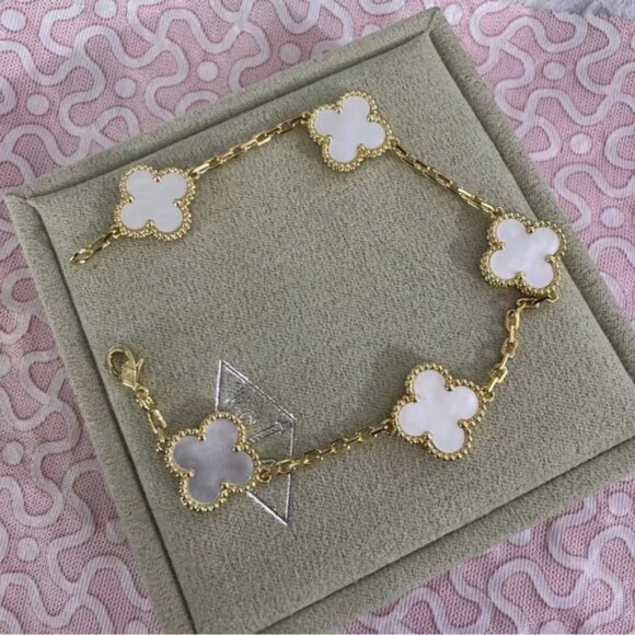 Van Cleef & Arpels Shoes - VCA Vintage Alhambra 10 Motifs White Mother of Pearl 18kt Yellow Gold